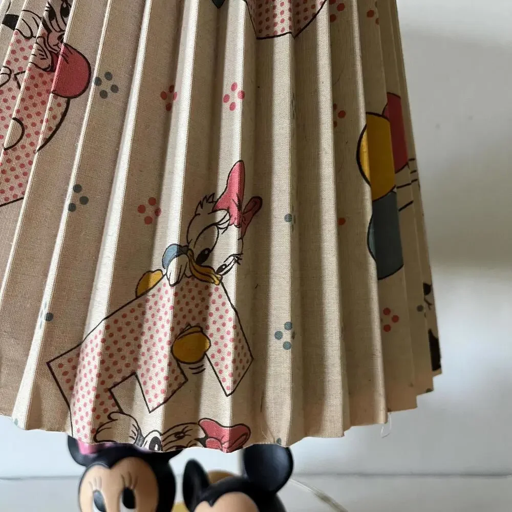 Vintage Disney Mickey and Minnie Mouse Kids Lamp – Figurine Base & Pleated Shade